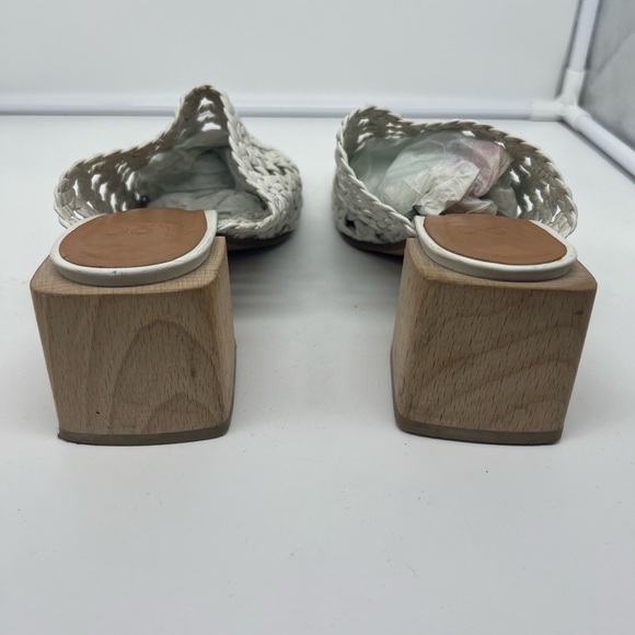 LOQ Ines Blanco White Leather Woven Lattice Weave Block Heel Mules sz 39 - Picture 13 of 15